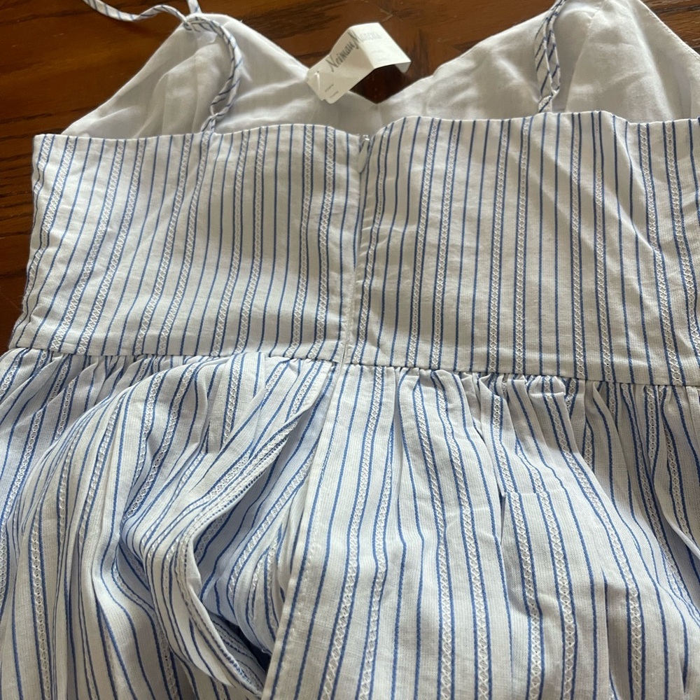English Factory White Jumpsuit with Blue Pinstripes - Picture 8 of 9